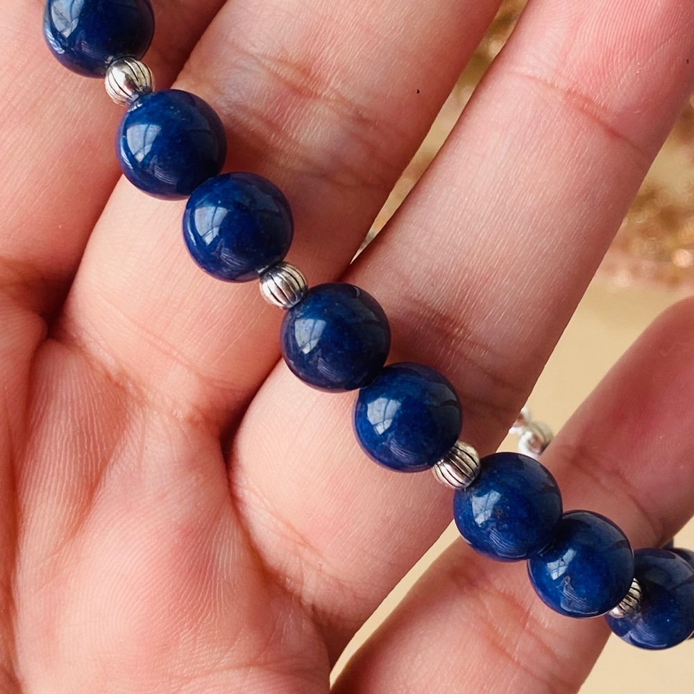 Lapis Lazuli Gemstone Sterling Silver Bracelet - Picture 4 of 5